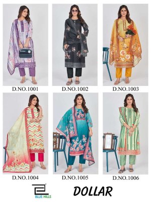 Blue hills Dollar cotton linen digital print Kurti pant dupatta set wholesale Kurti catalogue  kurtis catalogs