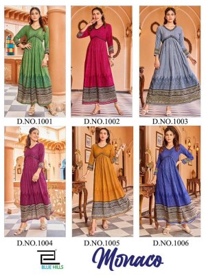 Blue hills Monaco Alia cut long gown stylish wholesale Kurti catalogue  kurtis catalogs