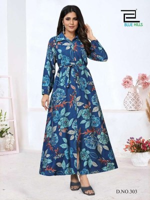 Blue hills Rochelle Vol 3  Anarkali Gown Kurti catalogue supplier  kurtis catalogs