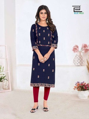 Blue hills Sita Raman Straight Kurti concept with Embroidery work  wholesale Kurti catalogue  kurtis catalogs