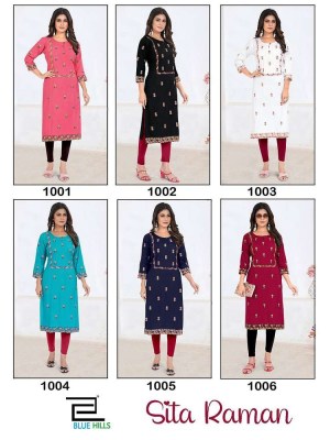 Blue hills Sita Raman Straight Kurti concept with Embroidery work  wholesale Kurti catalogue  kurtis catalogs