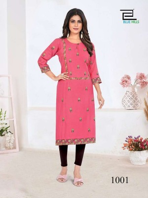 Blue hills Sita Raman Straight Kurti concept with Embroidery work  wholesale Kurti catalogue  kurtis catalogs