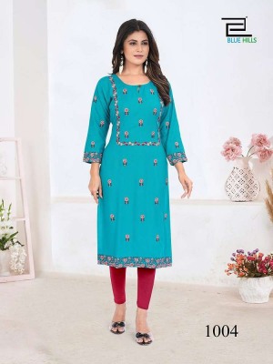 Blue hills Sita Raman Straight Kurti concept with Embroidery work  wholesale Kurti catalogue  kurtis catalogs