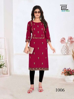 Blue hills Sita Raman Straight Kurti concept with Embroidery work  wholesale Kurti catalogue  kurtis catalogs