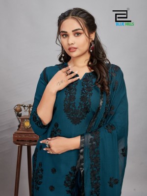 Blue hills by Black Bunny reyon with embroidered work kurti with pant and dupatta catalogue at low rate readymade suit catalogs