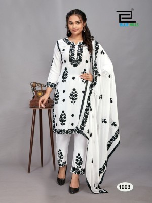 Blue hills by Black Bunny reyon with embroidered work kurti with pant and dupatta catalogue at low rate readymade suit catalogs