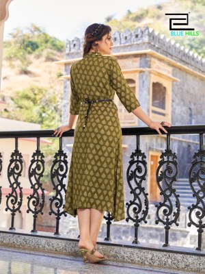 Blue hills by Fashion 4 everyone fancy reyon printed kurti catalogue at affordable rate kurtis catalogs