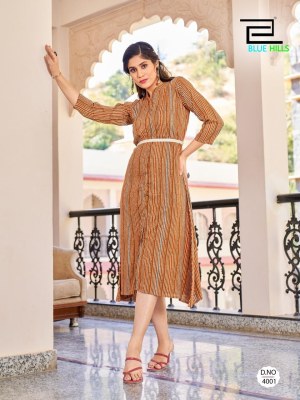 Blue hills by Fashion 4 everyone fancy reyon printed kurti catalogue at affordable rate kurtis catalogs