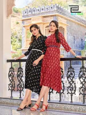 Blue hills by Fashion 4 everyone fancy reyon printed kurti catalogue at affordable rate kurtis catalogs