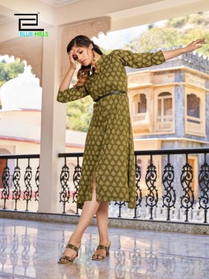 Blue hills by Fashion 4 everyone fancy reyon printed kurti catalogue at affordable rate kurtis catalogs