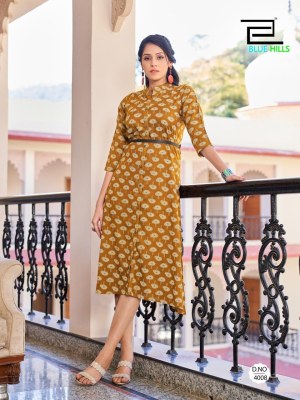 Blue hills by Fashion 4 everyone fancy reyon printed kurti catalogue at affordable rate kurtis catalogs