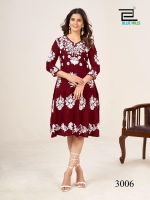 Blue hills by Kaira vol 3 exclusive lukhnavi work reyon western tunic catalogue at affordable rate western wear catalogs