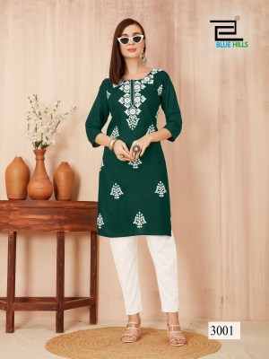 Blue hills by Nawab vol 3 reyon embroidered kurti catalogue at low rate kurtis catalogs