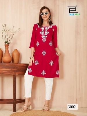 Blue hills by Nawab vol 3 reyon embroidered kurti catalogue at low rate kurtis catalogs