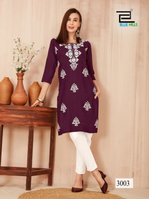 Blue hills by Nawab vol 3 reyon embroidered kurti catalogue at low rate kurtis catalogs