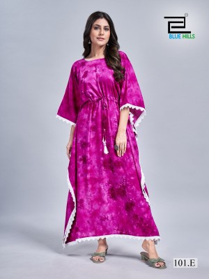 Blue hills by Sitare vol 2 heavy reyon slub printed kaftan catalogue at affordable rate  kurtis catalogs