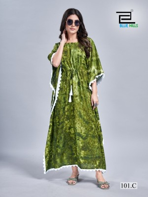 Blue hills by Sitare vol 2 heavy reyon slub printed kaftan catalogue at affordable rate  kurtis catalogs