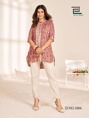 Blue hills by cappuccino heavy reyon printed tops with pocket catalogue at wholesale price western wear catalogs