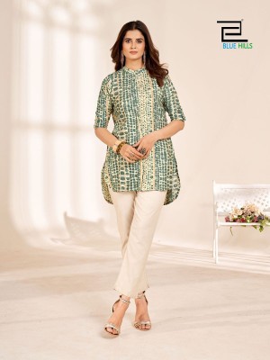 Blue hills by cappuccino heavy reyon printed tops with pocket catalogue at wholesale price western wear catalogs