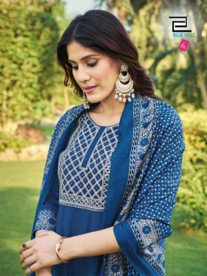 Blue hills  by jailer vol 3 Reyon foil printed anarkali kurti  catalogue at wholesale price readymade suit catalogs