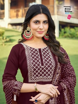 Blue hills  by jailer vol 3 Reyon foil printed anarkali kurti  catalogue at wholesale price readymade suit catalogs