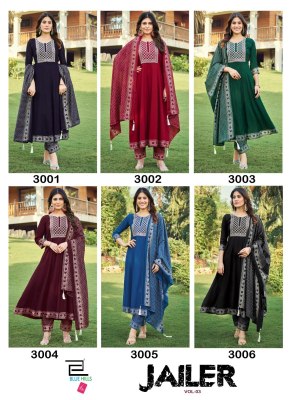 Blue hills  by jailer vol 3 Reyon foil printed anarkali kurti  catalogue at wholesale price readymade suit catalogs