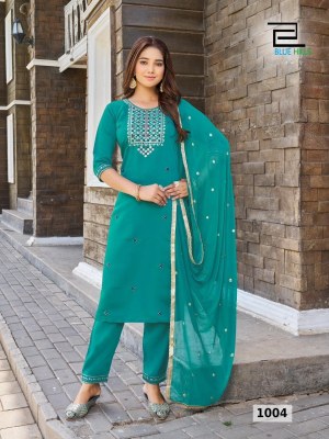 Blue hills by rasmalai designer thread embroidery sequence work kurti pant and dupatta catalogue  kurtis catalogs