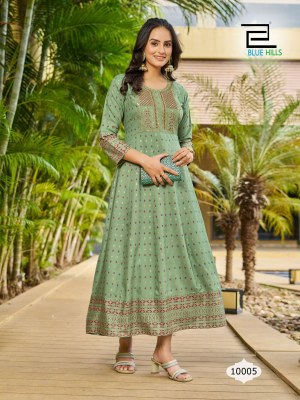 Blue hills by sandwich vol 10 Anarkali gown with Embroidery work kurti catalogue kurtis catalogs