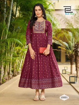 Blue hills by sandwich vol 10 Anarkali gown with Embroidery work kurti catalogue kurtis catalogs