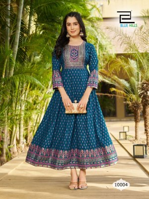 Blue hills by sandwich vol 10 Anarkali gown with Embroidery work kurti catalogue kurtis catalogs