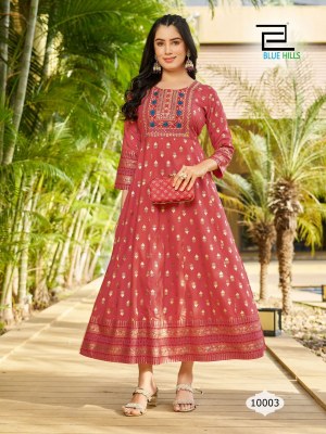 Blue hills by sandwich vol 10 Anarkali gown with Embroidery work kurti catalogue kurtis catalogs