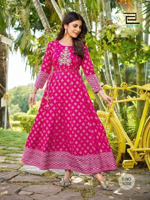 Blue hills by sandwich vol 5 reyon foil printed anarkali gown with embroidery with belt at wholesaler price  kurtis catalogs