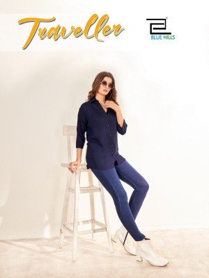 Blue hills by traveller mordan style plain reyon formal shirt for women at wholesale rate Blue hills Kurti 