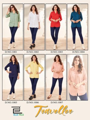 Blue hills by traveller mordan style plain reyon formal shirt for women at wholesale rate western wear catalogs