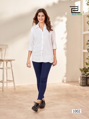 Blue hills by traveller mordan style plain reyon formal shirt for women at wholesale rate western wear catalogs