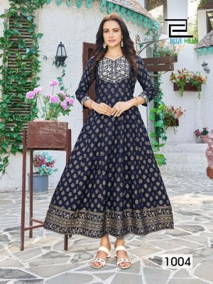 Blue hills by walkway remix vol 1 anarkali fancy kurti catalog at wholesale price  kurtis catalogs