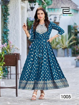 Blue hills by walkway remix vol 1 anarkali fancy kurti catalog at wholesale price  kurtis catalogs