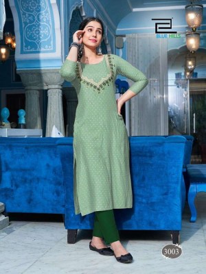 Blue hills kurti new launch classic rayon slub Zari Embroidery with Thread Work Kurti wholesaler in India  kurtis catalogs