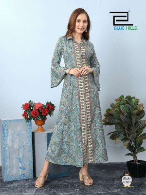 Blue hills new boho can wear in two style long gown stylish wholesale Kurti  kurtis catalogs