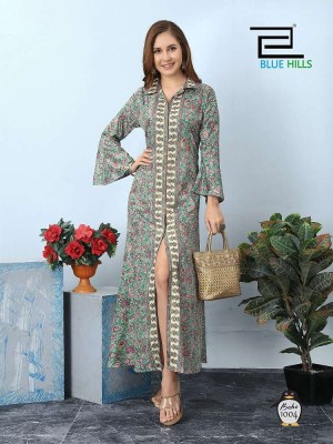 Blue hills new boho can wear in two style long gown stylish wholesale Kurti  kurtis catalogs