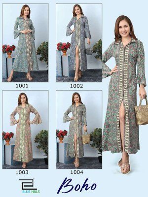 Blue hills new boho can wear in two style long gown stylish wholesale Kurti  kurtis catalogs