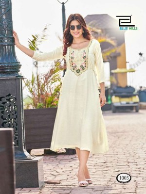 Blue hills new butter scotch Midi Style With Embroidery Work Kurti wholesaler exporter in India  kurtis catalogs