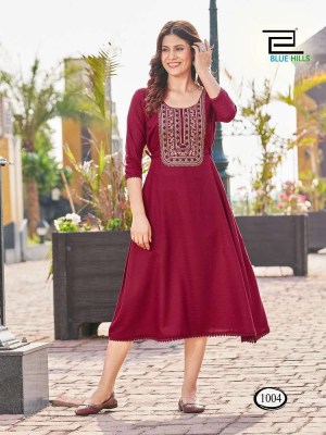 Blue hills new butter scotch Midi Style With Embroidery Work Kurti wholesaler exporter in India  kurtis catalogs