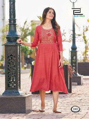 Blue hills new butter scotch Midi Style With Embroidery Work Kurti wholesaler exporter in India  kurtis catalogs