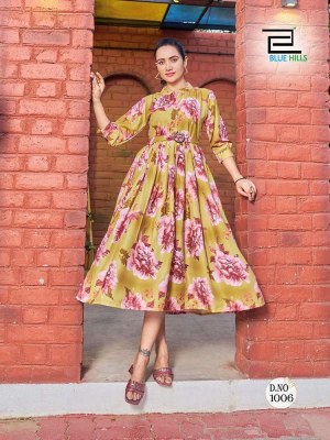 Blue hills new launch Bollywood vol 1  Rayon digital printed gown kurti collection wholesalers 
