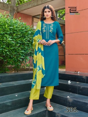 Blue hills present new generation vol 3 reyon embroidered kurti pant and dupatta catalogue at low rate kurti pant with dupatta Catalogs