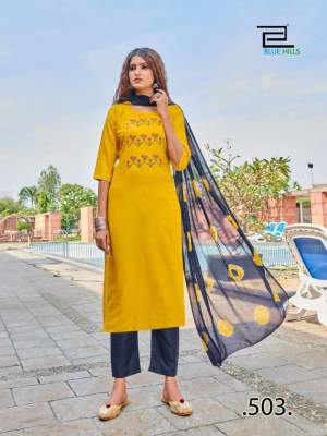 Blue hills present new generation vol 3 reyon embroidered kurti pant and dupatta catalogue at low rate kurti pant with dupatta Catalogs