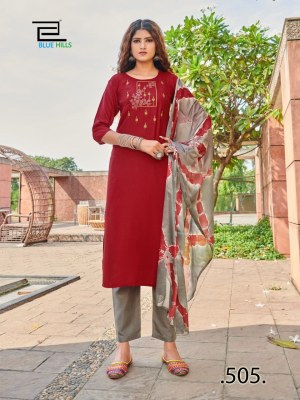 Blue hills present new generation vol 3 reyon embroidered kurti pant and dupatta catalogue at low rate kurti pant with dupatta Catalogs