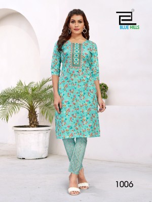 Blue hills presents Sameera printed cotton cambric  kurti with bottom catalogue kurtis catalogs