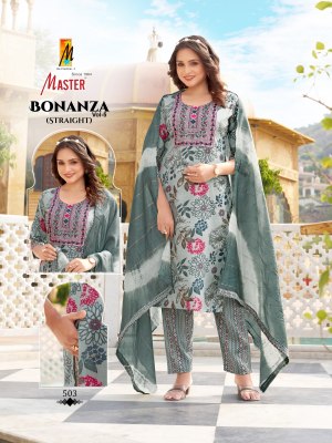 Bonaza vol 5 by Master Capsule printed designer readymade suit collection with low price readymade suit catalogs